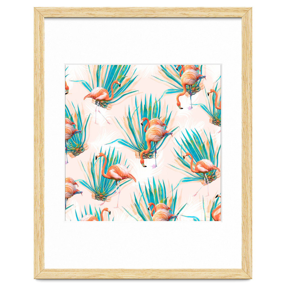 Anaglyph Flamingos with cactus