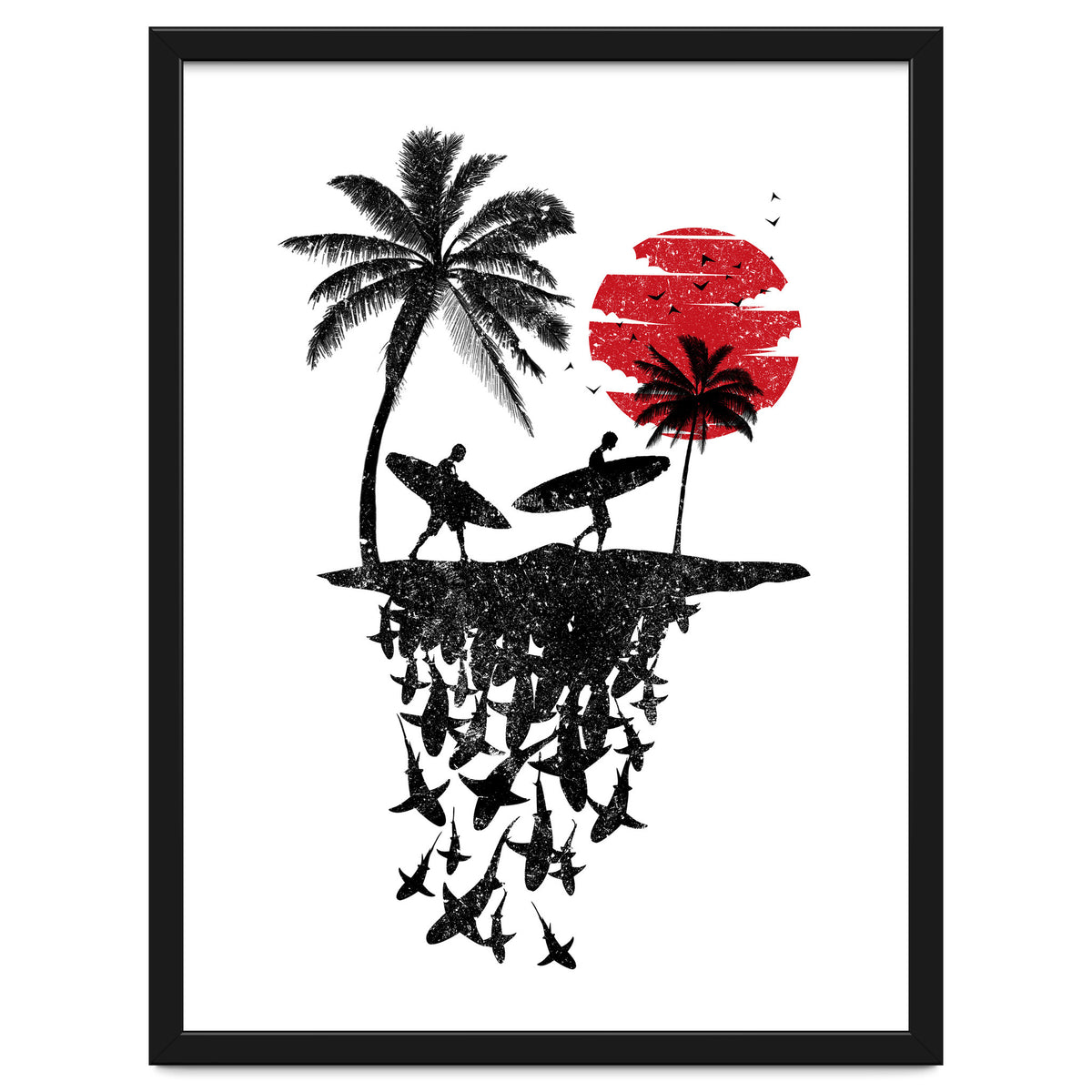 Surfer island sharks