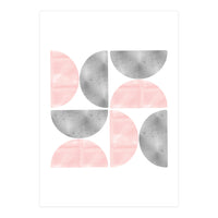 Half Moon Blush And Grey Abstract  (Print Only)