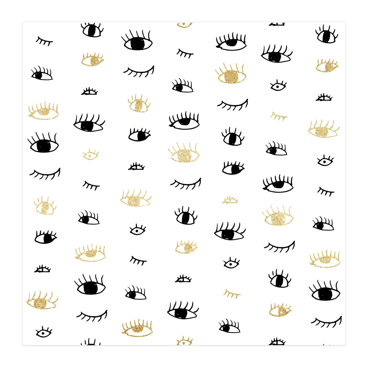 Gold and black eyes and lashes pattern (Print Only)