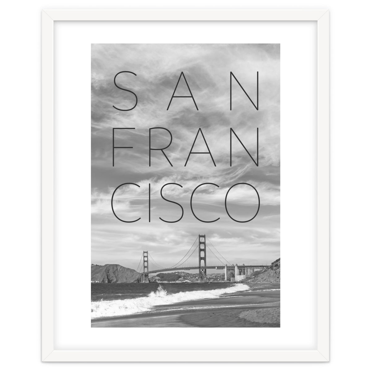 Golden Gate Bridge & Baker Beach | Text & Skyline