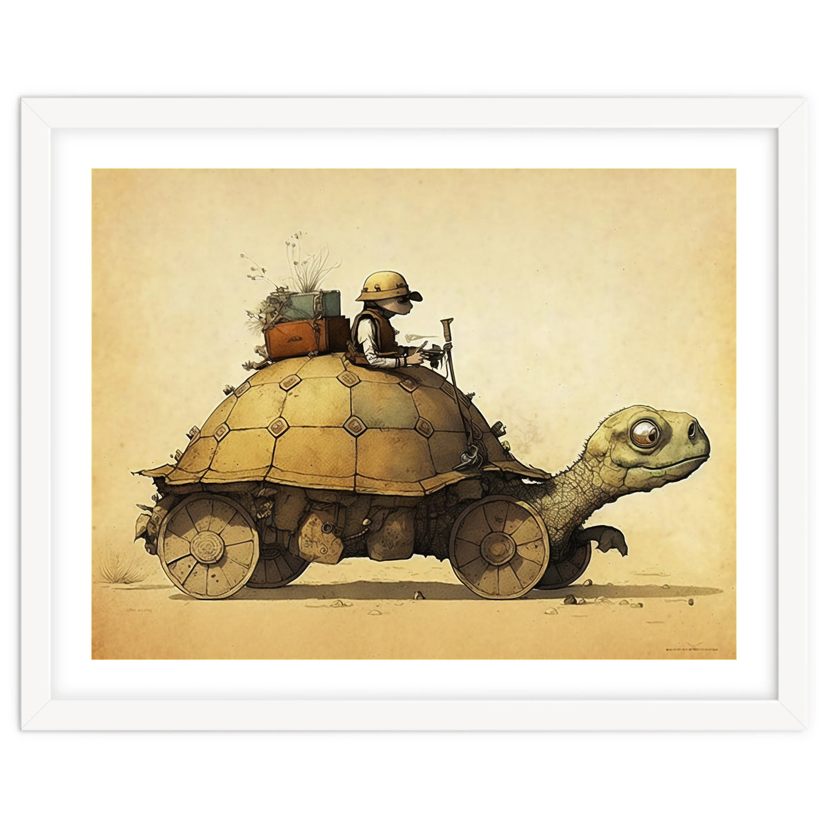Tortoise Car Steampunk Illustration