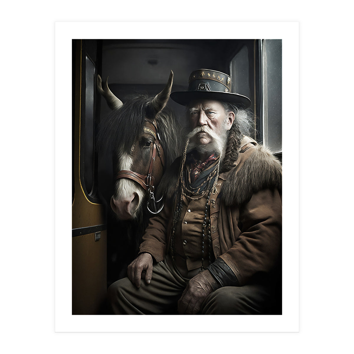 Old Man and His Horse on the Train (Print Only)