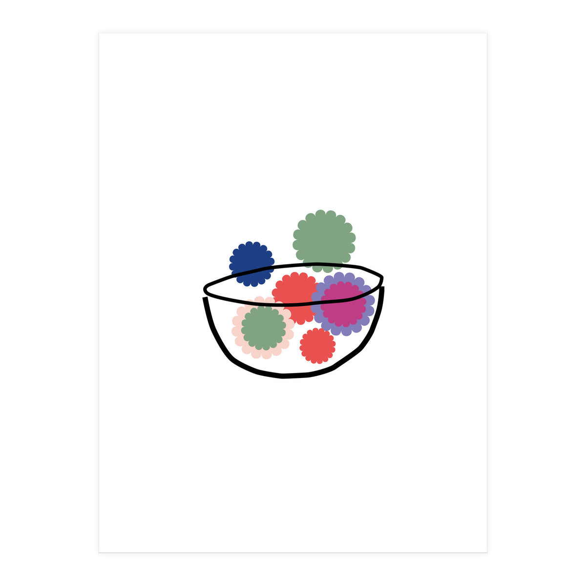 Fruits Or Flowers Rgb White (Print Only)
