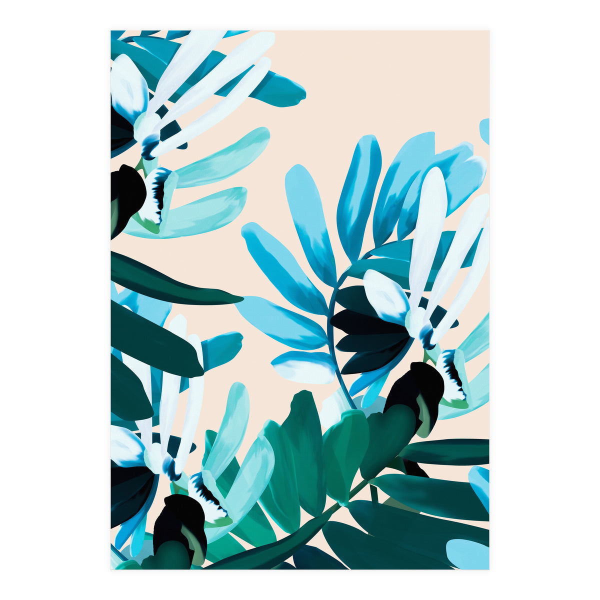 Large bluish botanical leaves  (Print Only)