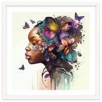 Watercolor Butterfly African Woman #8