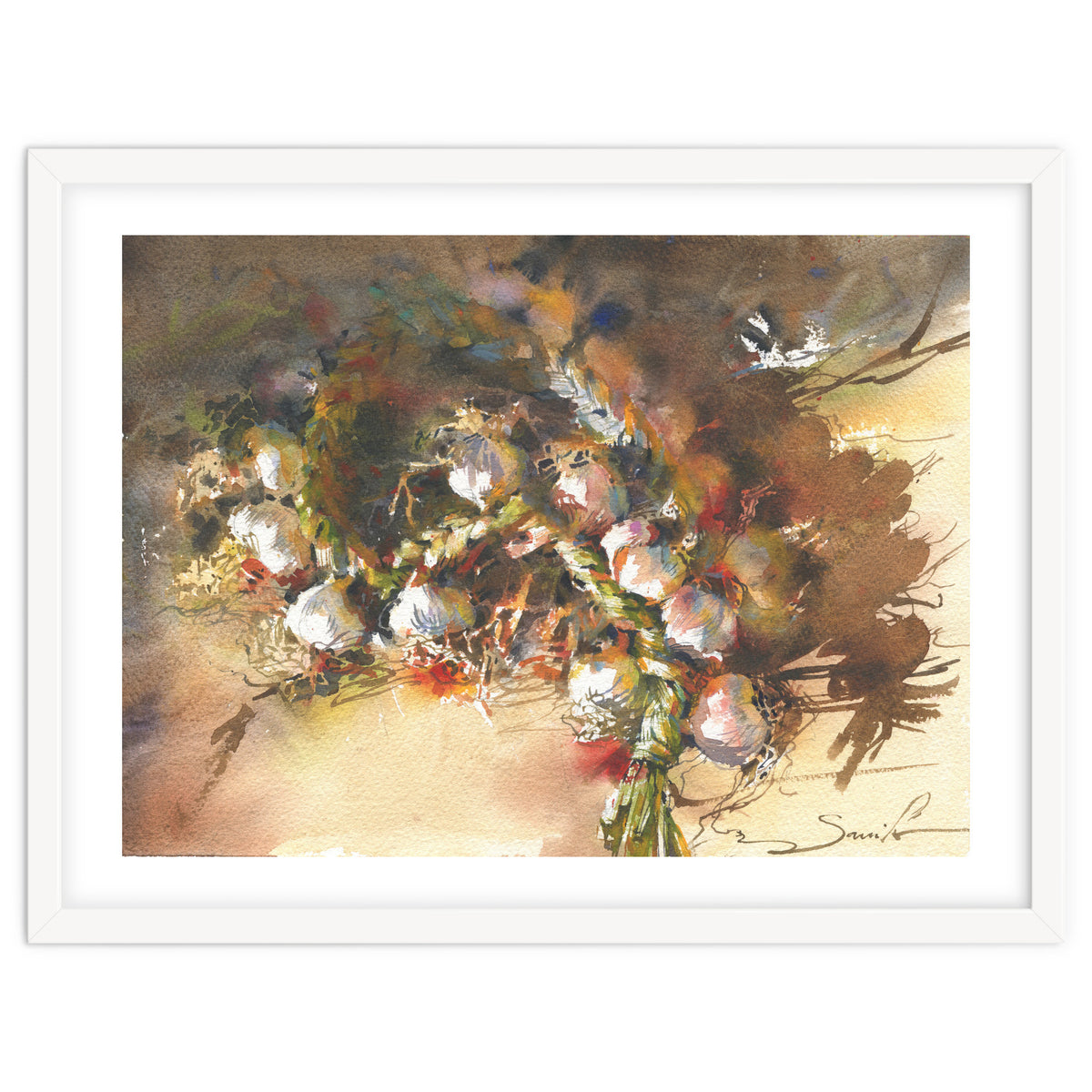 Still life garlic Watercolor