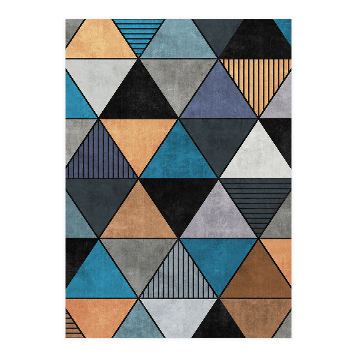 Colorful Concrete Triangles 2 - Blue, Grey, Brown (Print Only)