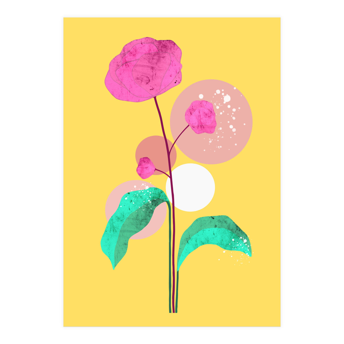 The Rare Bloom, Abstract Nature Floral Graphic, Eclectic Bohemian Modern, Pop of Color Illustration (Print Only)