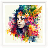 Watercolor Tropical Woman #17
