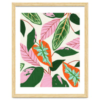The Inseparable V.02, Nature Botanical Plants, Blush Leaves Modern Bohemian, Pastel Illustration Garden
