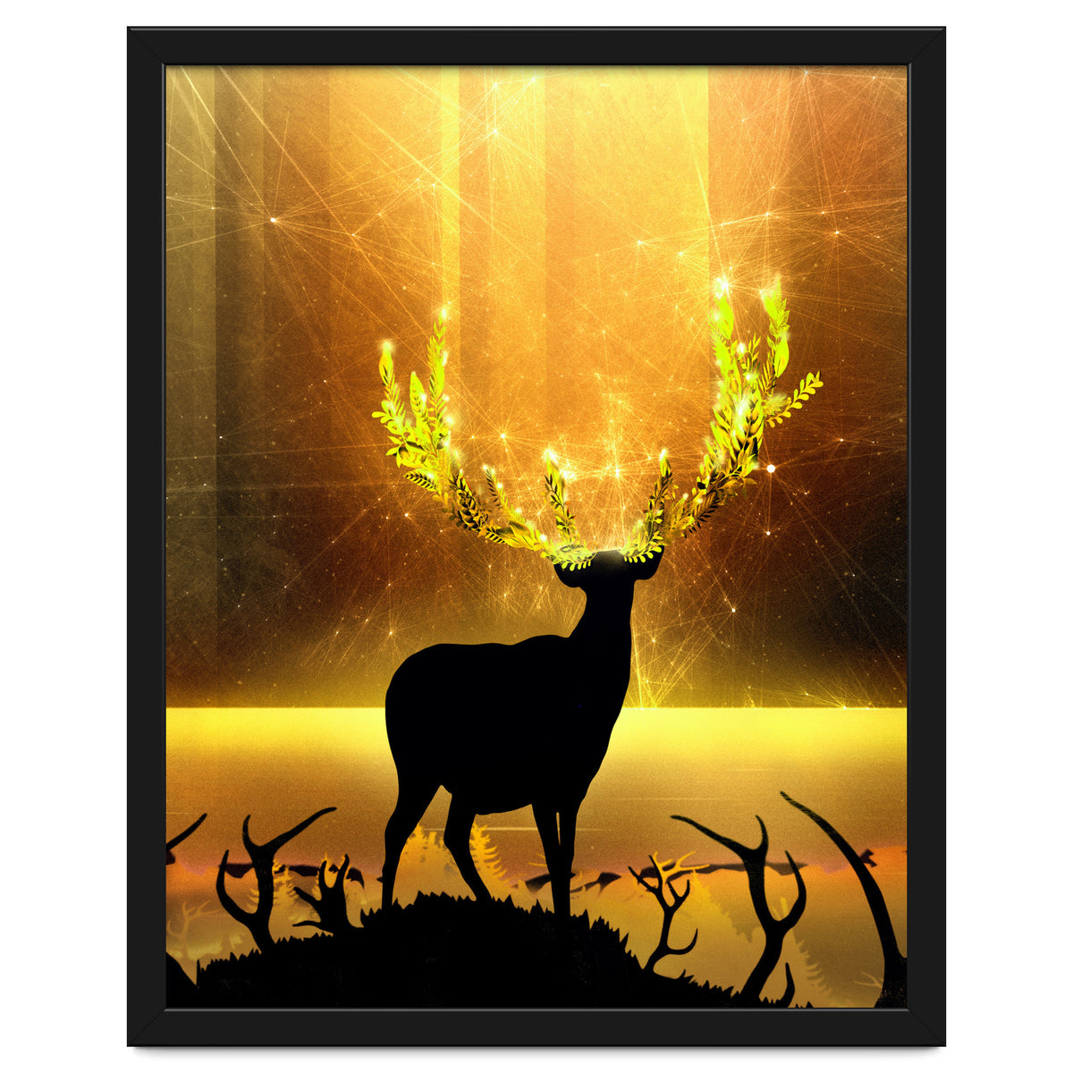Greenery Deer Golden Sun