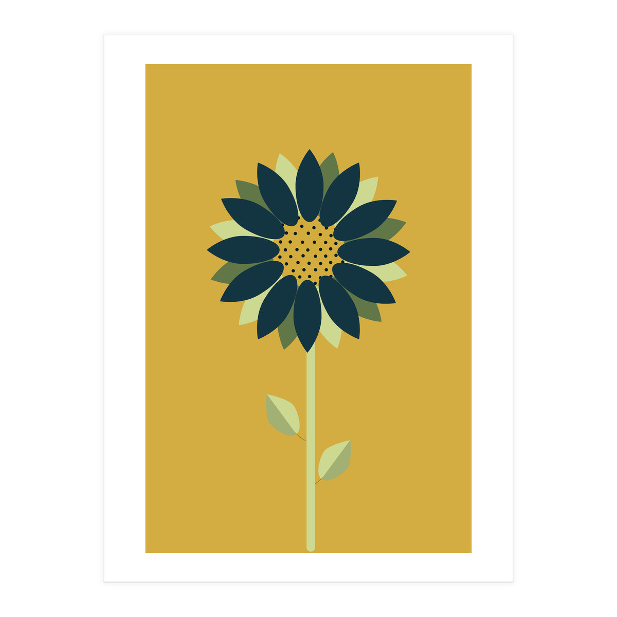 Scandinavian Folk Minimalist Flower Yellow Mustard (Print Only)