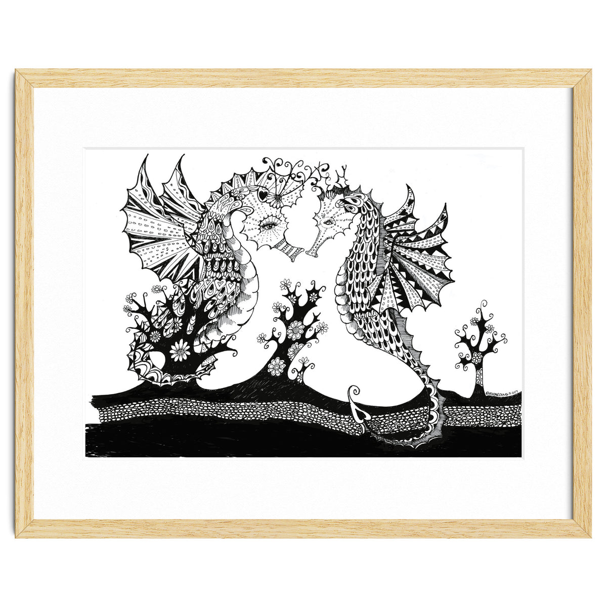Seahorse Dragons Love Illustration