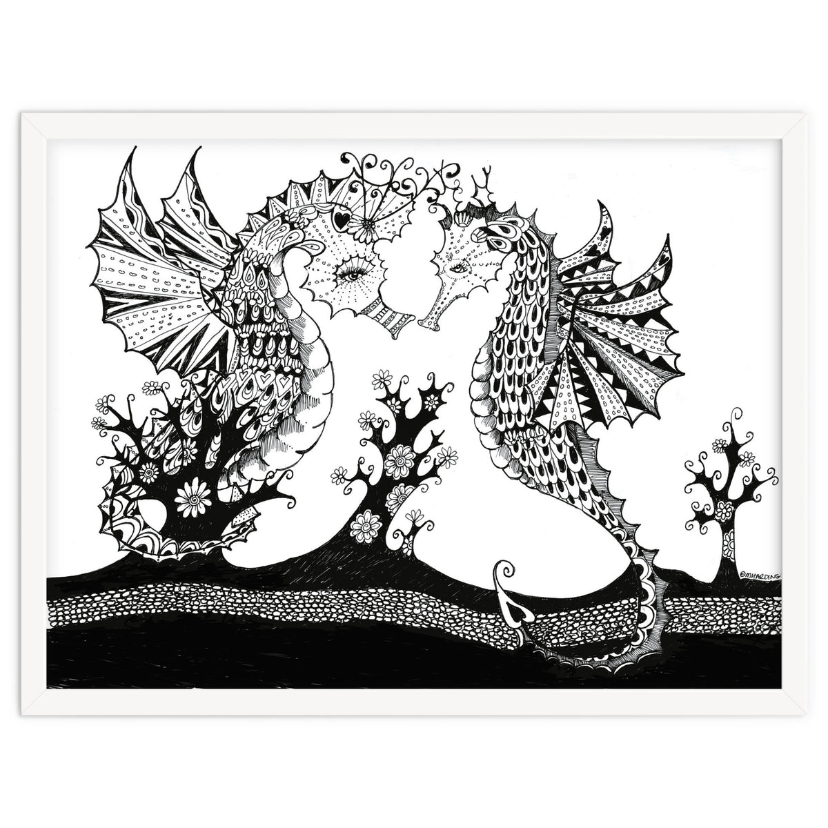 Seahorse Dragons Love Illustration