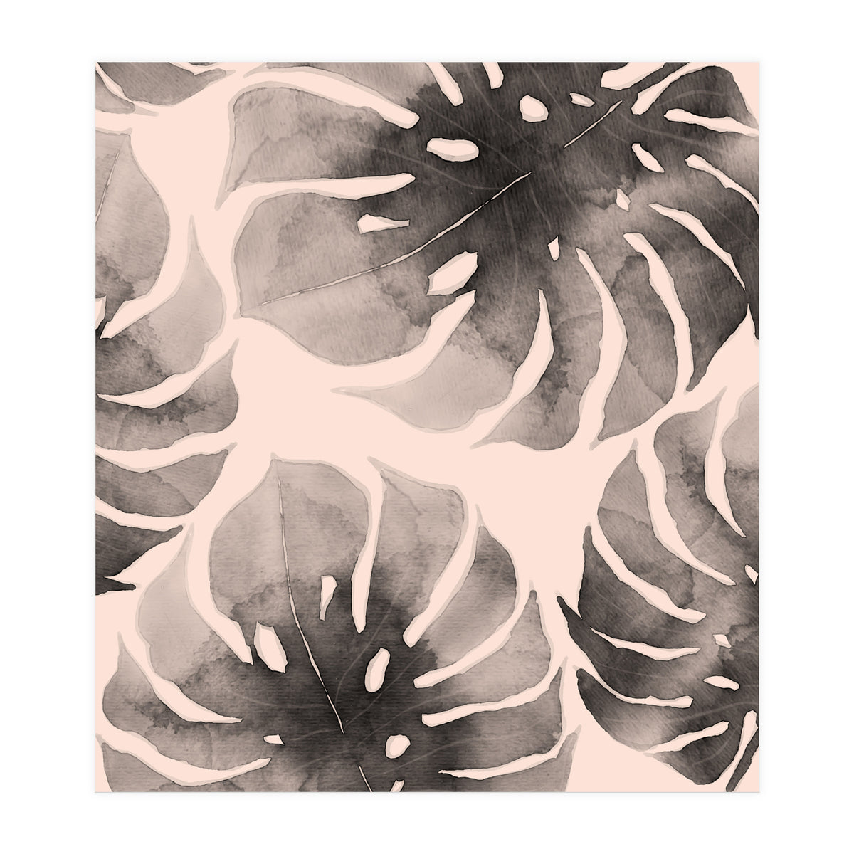 Monstera pink and gray watercolor (Print Only)