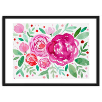Watercolor roses in pink