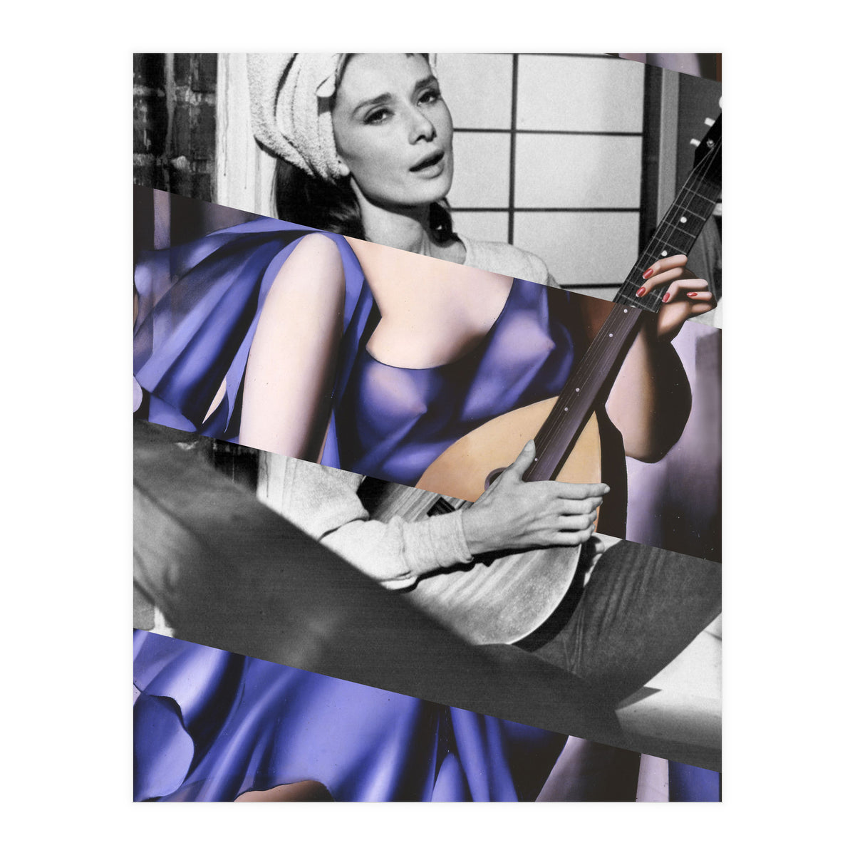 Tamara De Lempicka's Blue Woman with a Guitar & Audrey Hepburn in Breakfast at Tiffany's (Print Only)