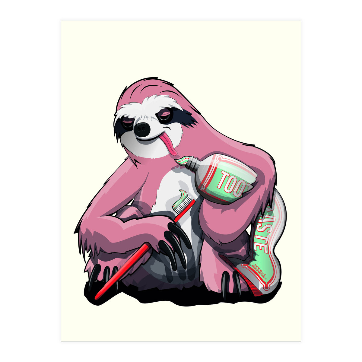 Sloth Brushing Teeth, Funny Bathroom Humour (Print Only)