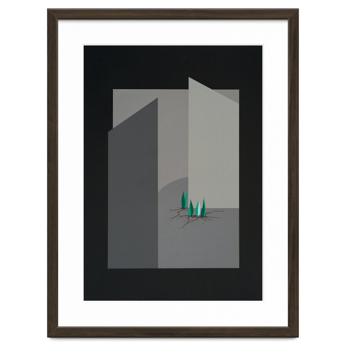 Small sprouts in concrete landscape.