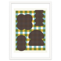 Funky Organic Shapes on a Plaid Background