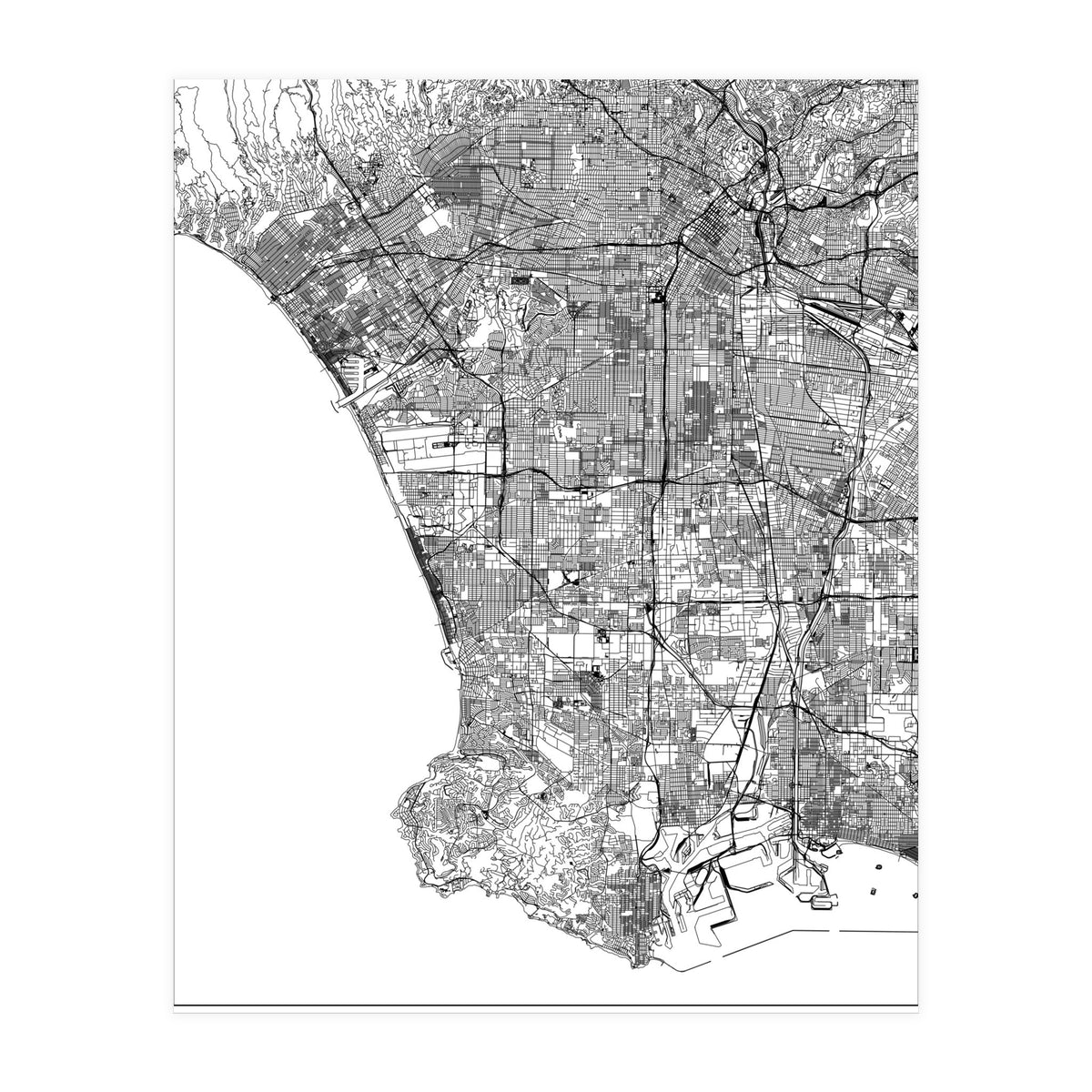 Los Angeles White Map (Print Only)