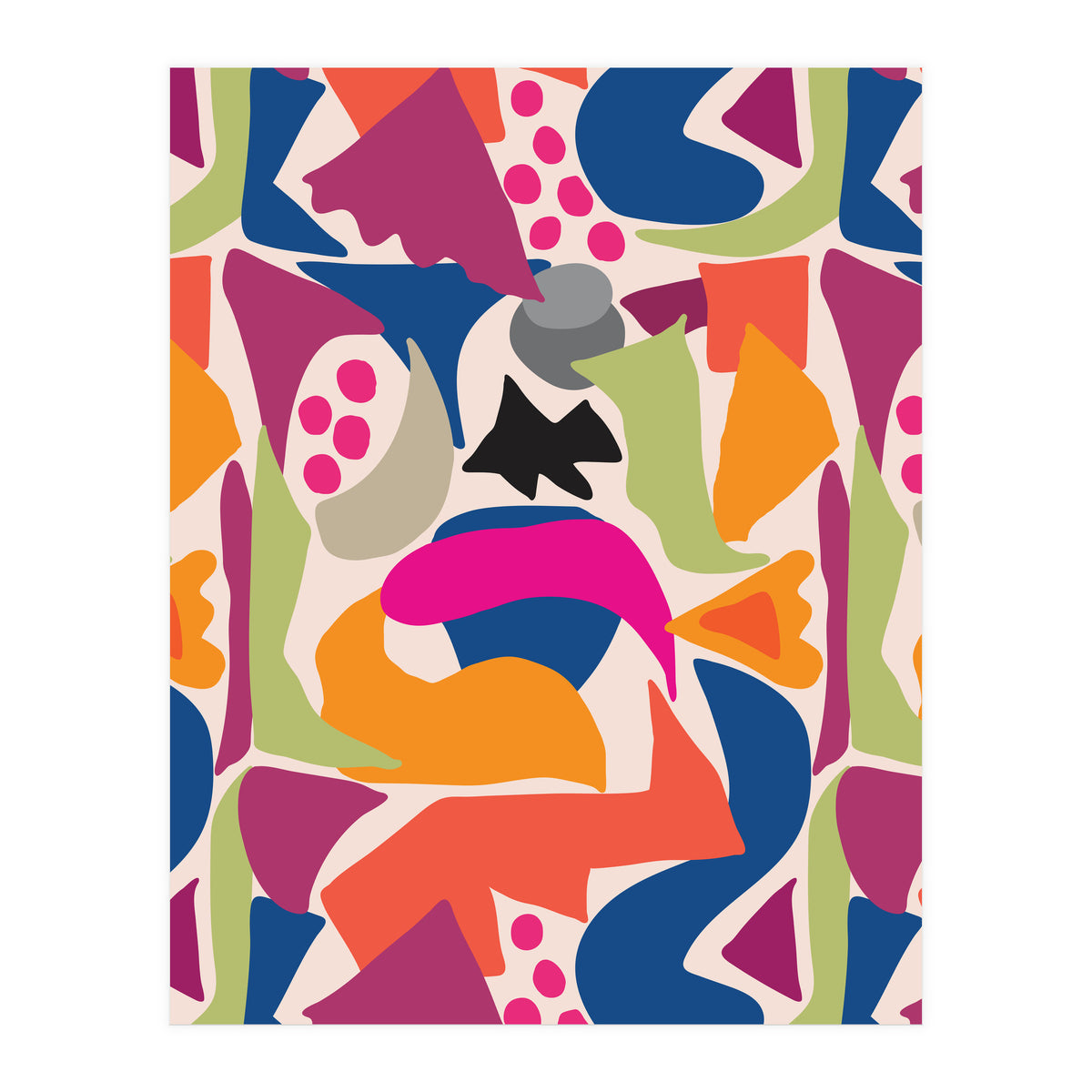 Black Fish Abstract Art (Print Only)