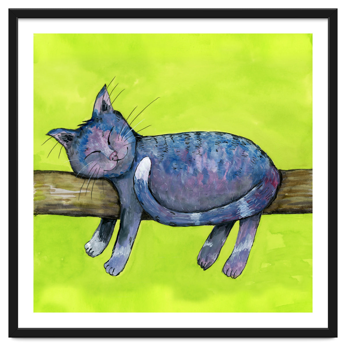 Sleeping cat in purpe