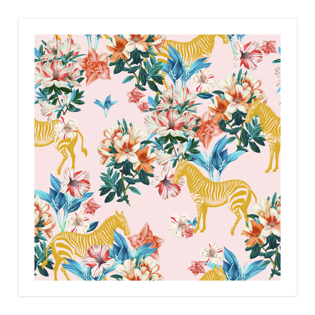 Floral And Zebras (Print Only)