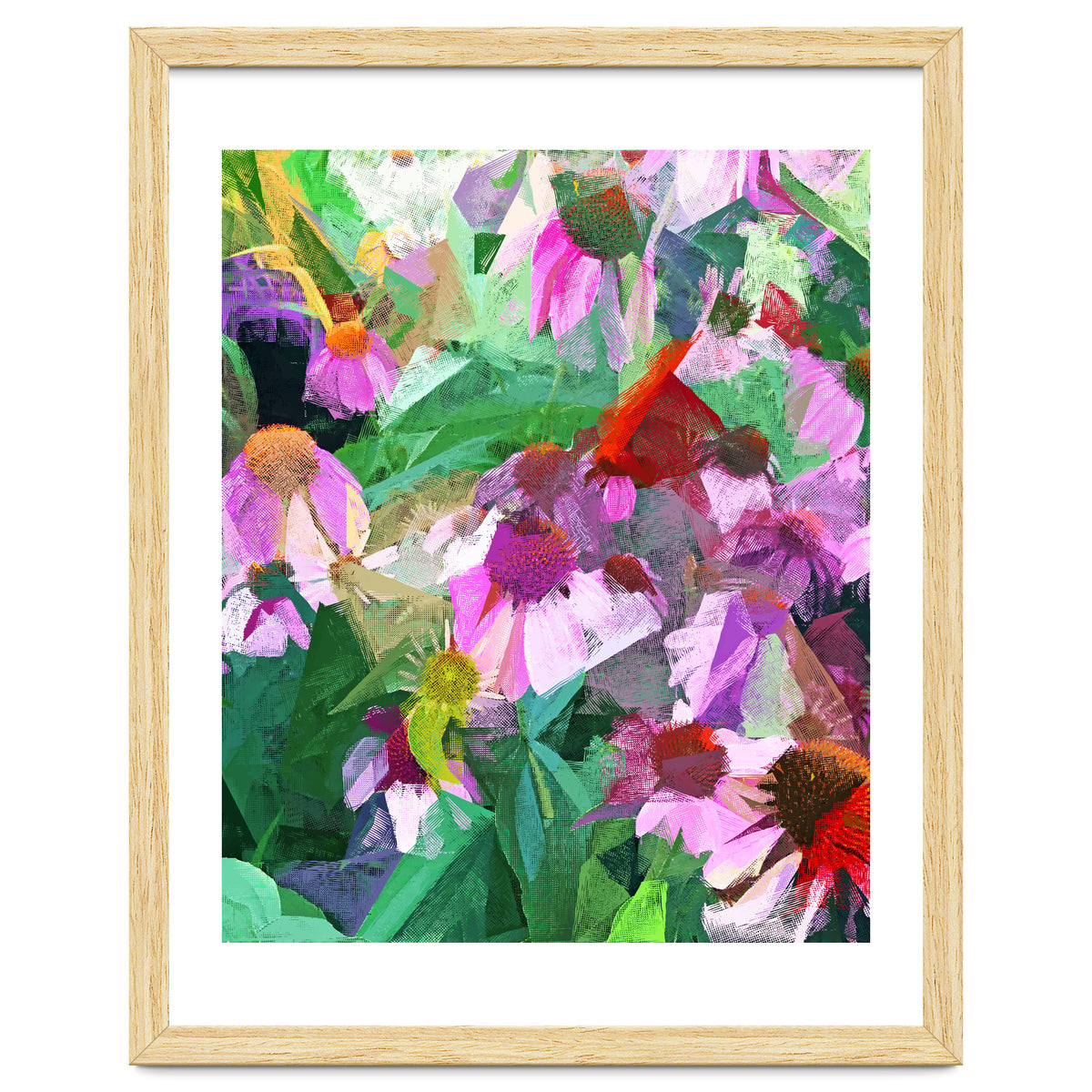 The Memory of Spring, Crosshatch Botanical Floral Painting, Plants Garden Meadow, Flowers Nature Digital Illustration