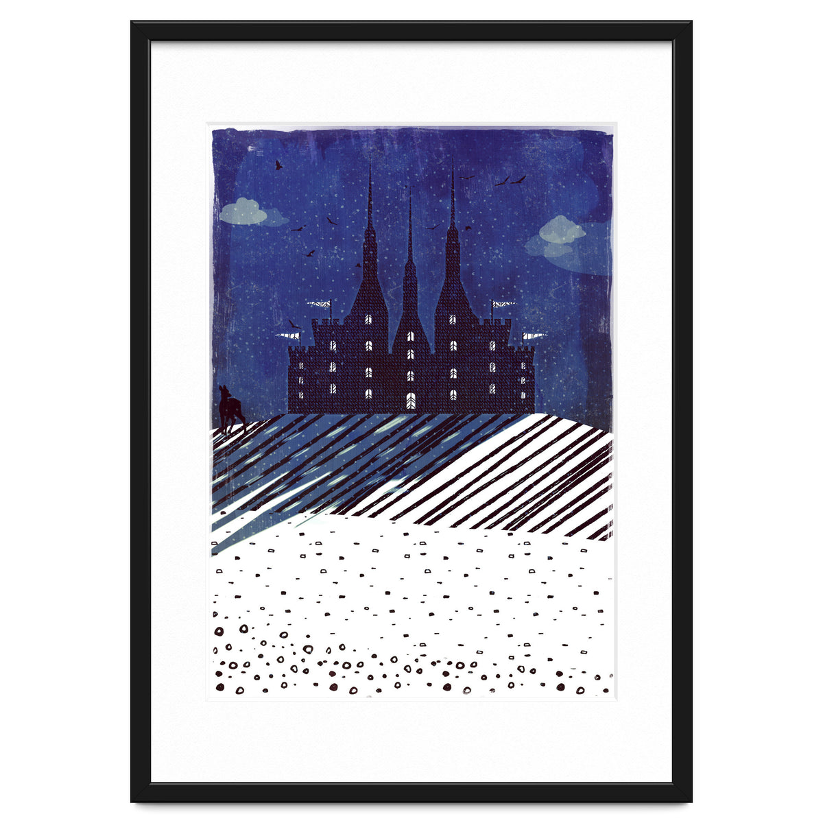 Castle on the hill at night