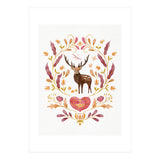 Floral Stag | Earthy Colours (Print Only) thumbnail