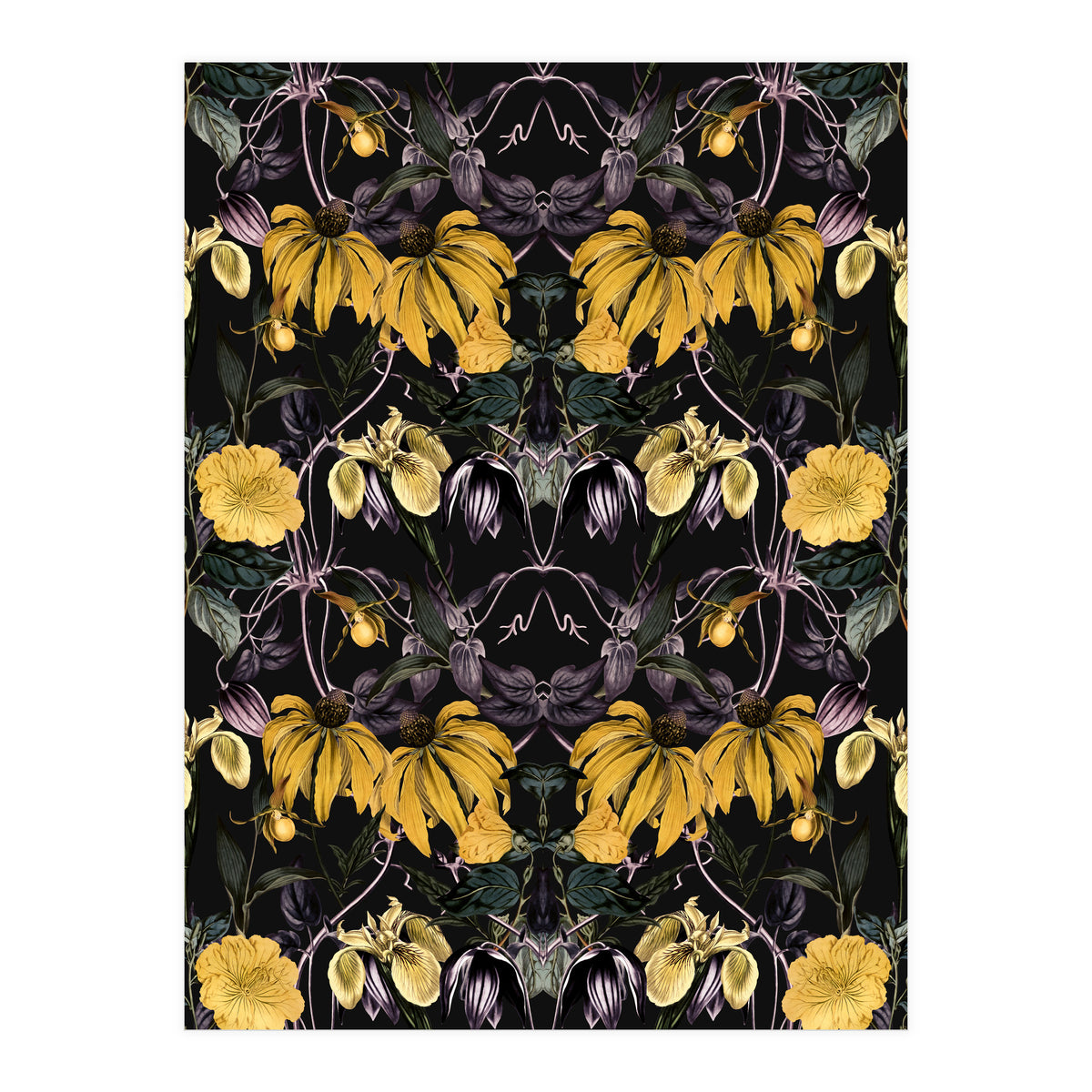 Nocturnal botanical garden kaleidoscope (Print Only)
