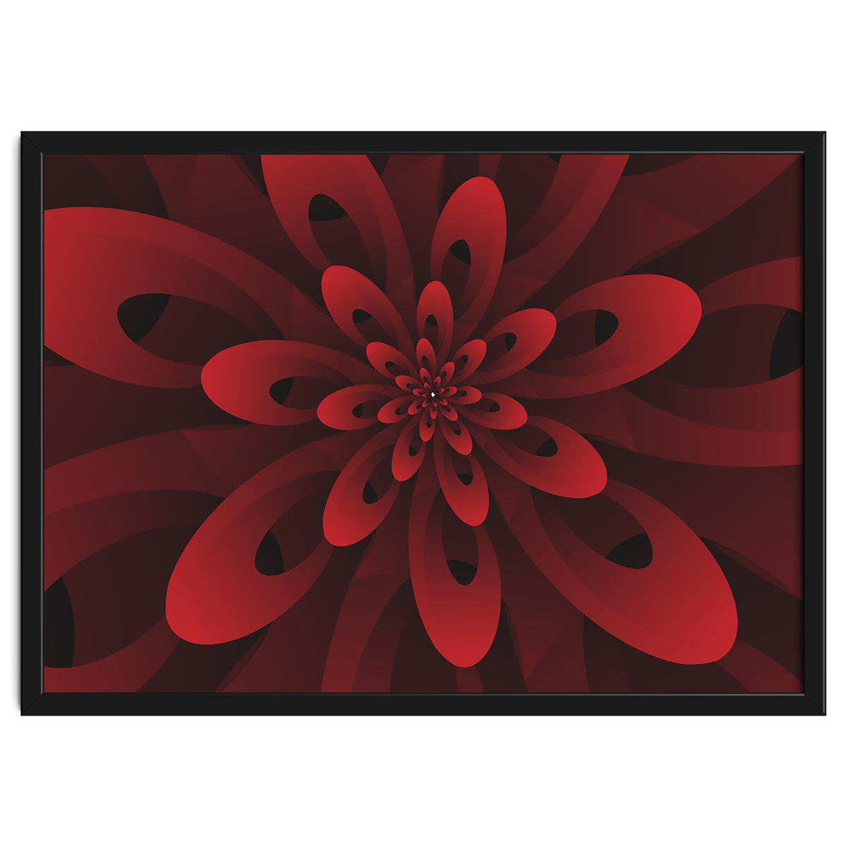 Abstract Digital Modern Red Floral 3D ART