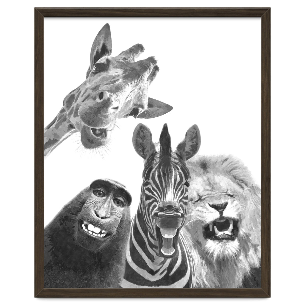 Black and White Jungle Animal Friends