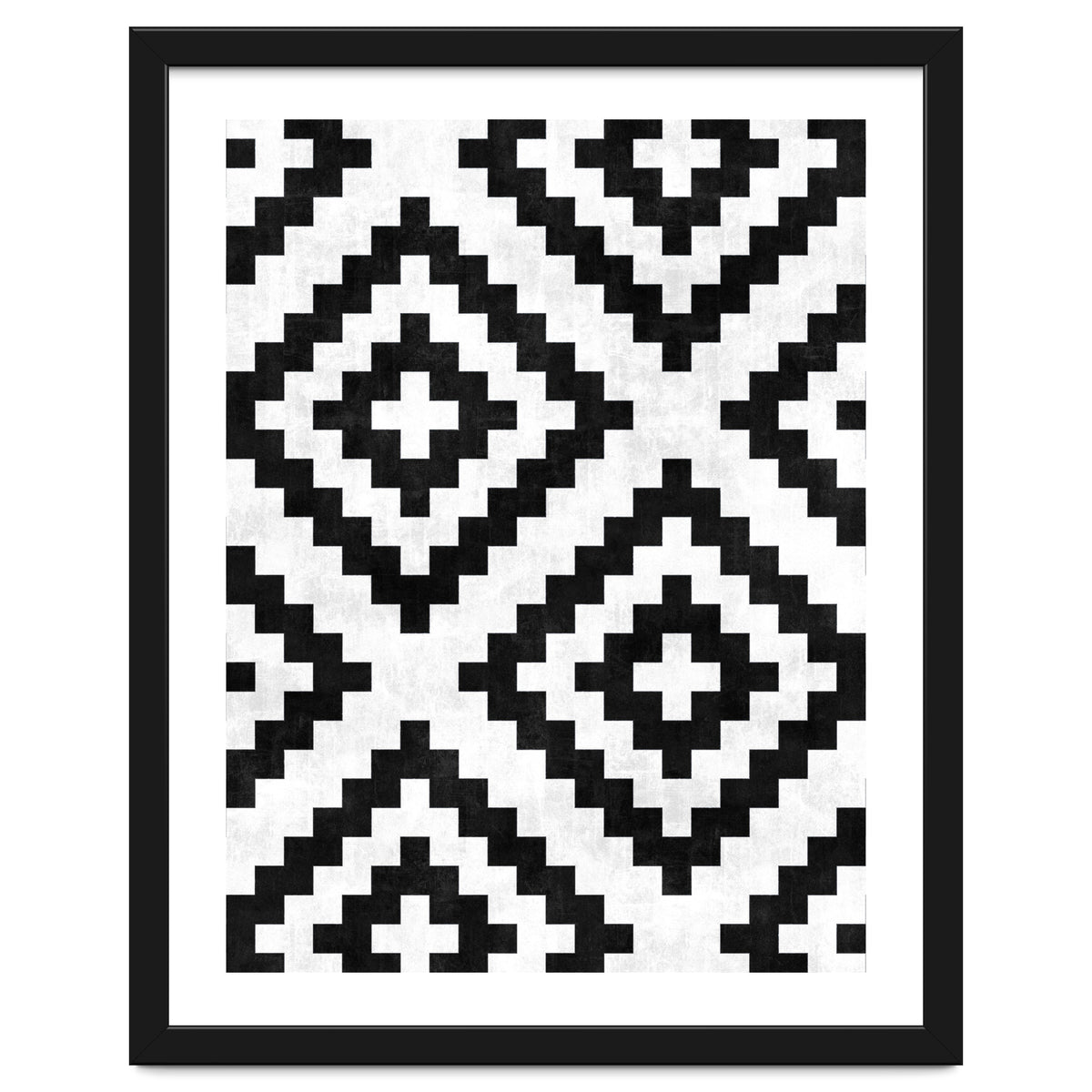 Urban Tribal Pattern No.18 - Aztec - Black and White Concrete