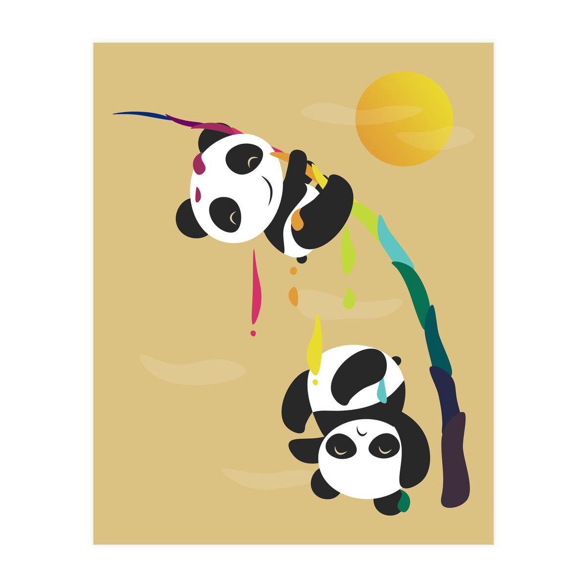 Pandas meet a strange rainbow (Print Only)