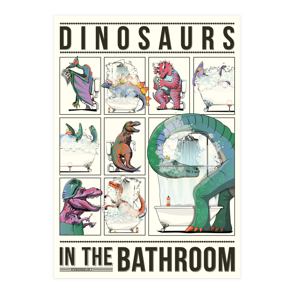 Dinosaurs in the Bathroom, Funny Toilet Humour (Print Only)