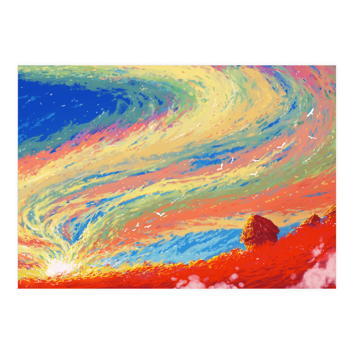 Haystacks At Sunset Reimagined (Print Only)