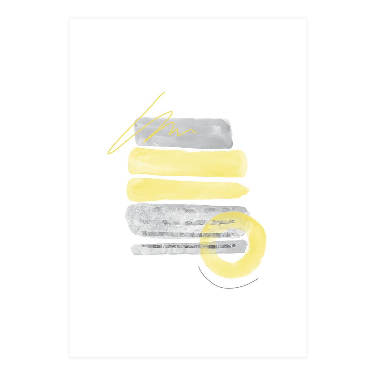 Watercolor Shapes No. 1 | Illuminating Yellow & Ultimate Grey (Print Only)