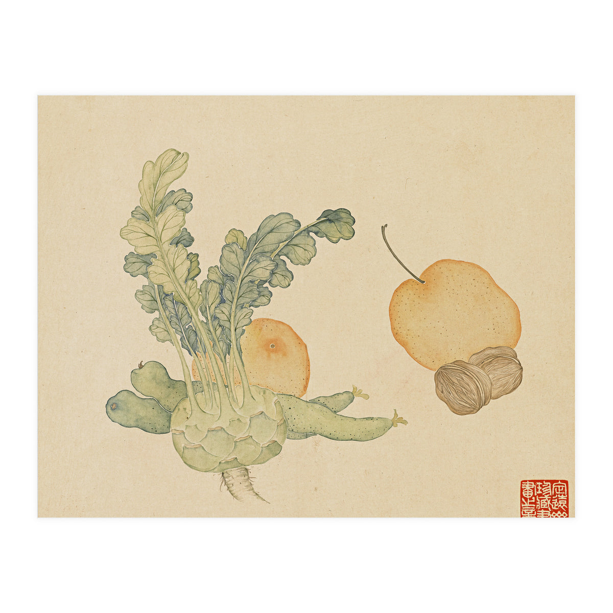 Wang Chengpi ~flowers And Vegetables, Vegetables, Fruits, Epiphyllum, Pears, Peppers (Print Only)