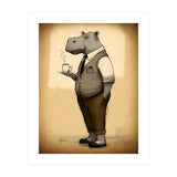 Hippo Hipster Fashion Sketch (Print Only) thumbnail