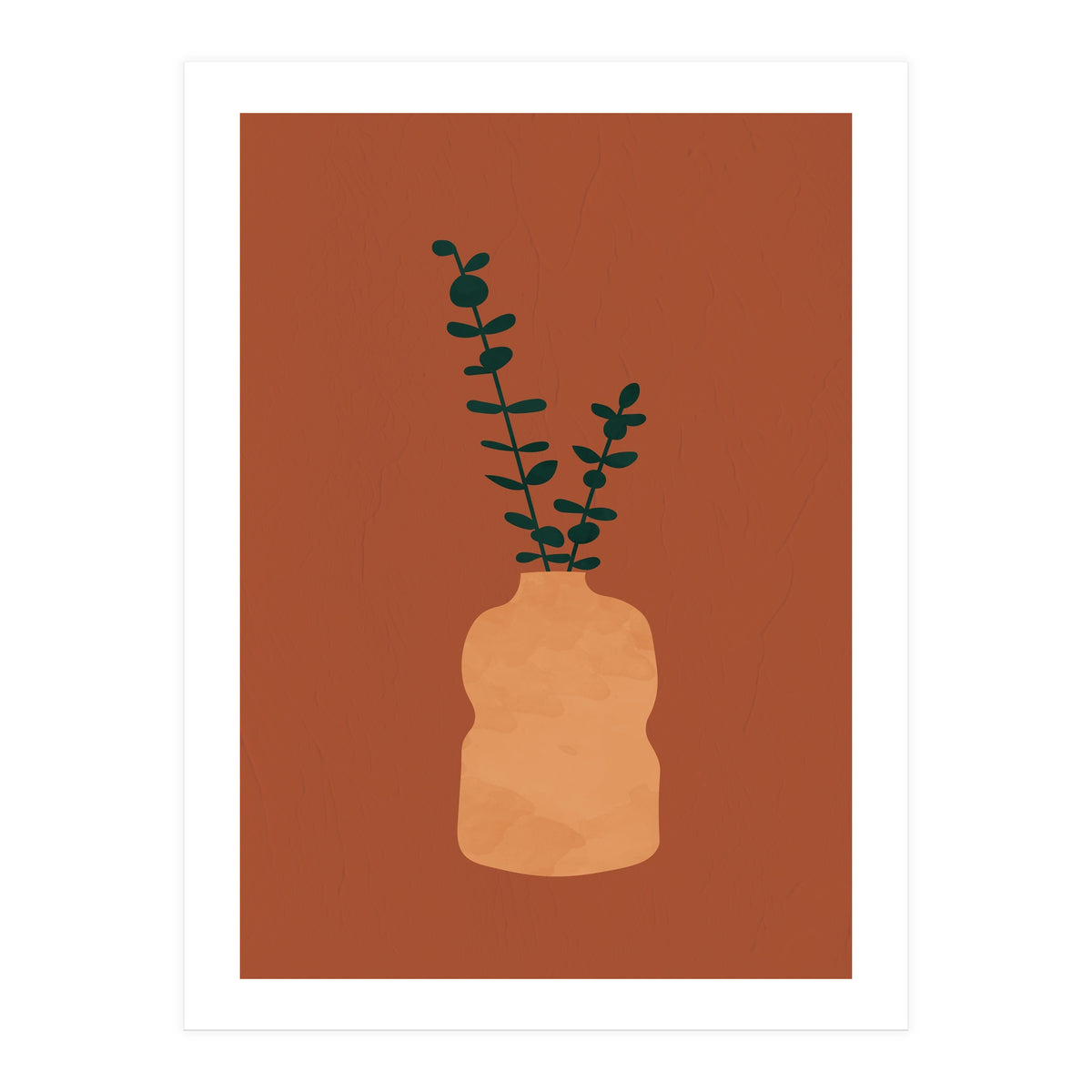 Terracotta Earth Tones Wall Decor Pottery Plant II (Print Only)