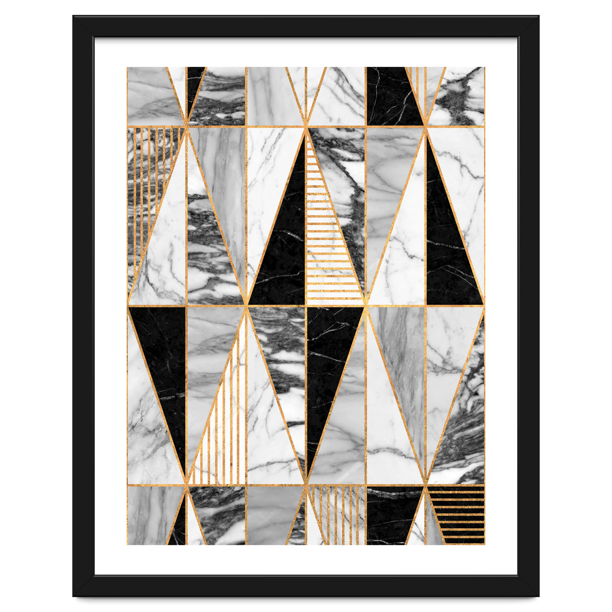 Marble Triangles - Black and White