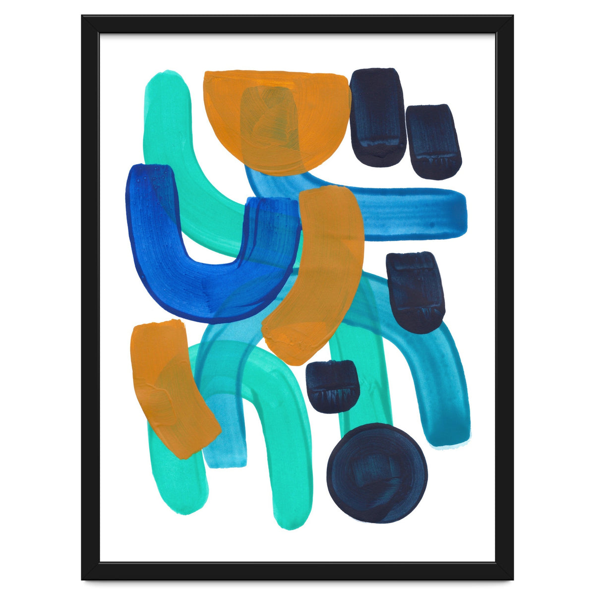 Fun Colorful Blue Turquoise Shape Yellow Accent