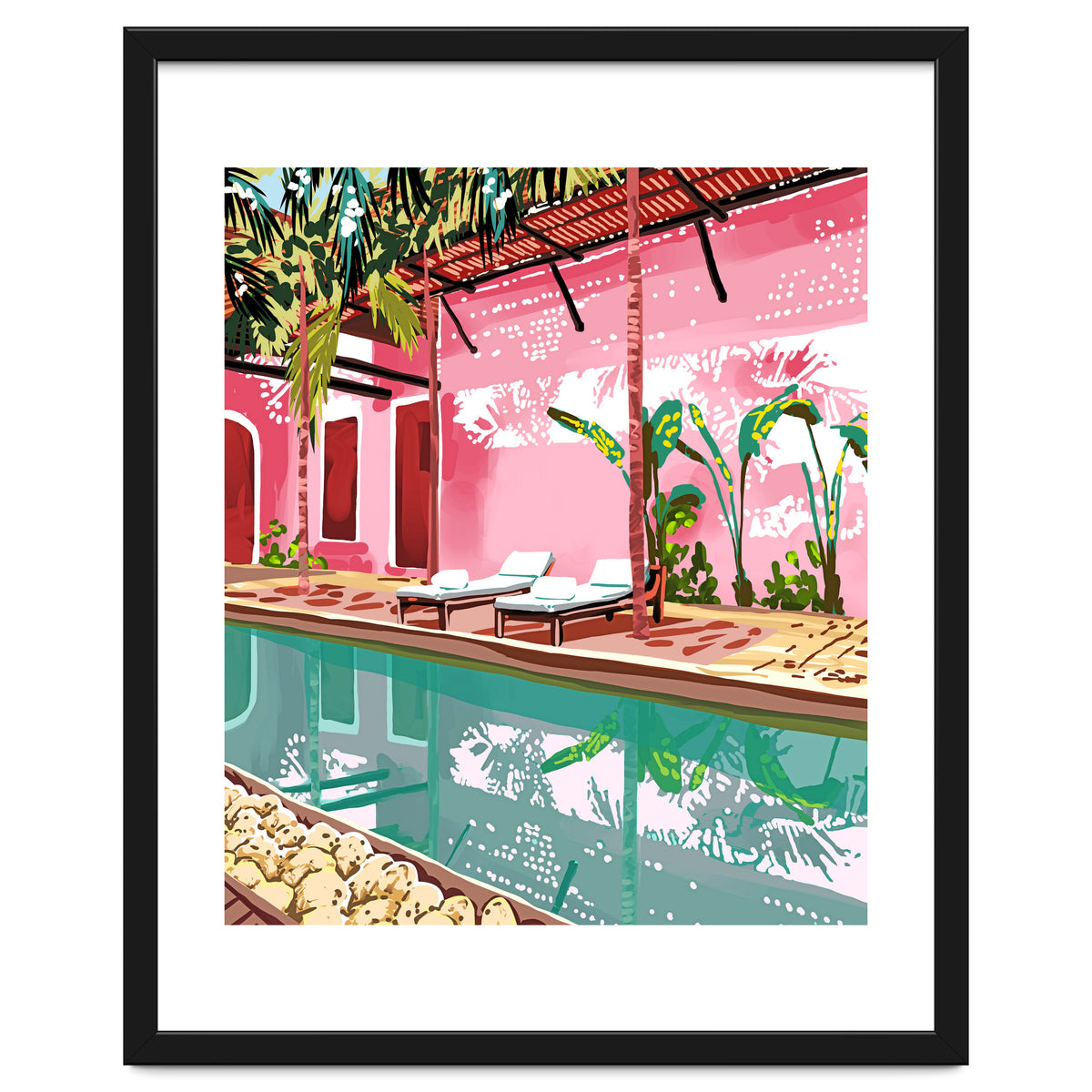 Vacay Villa | Blush Pink Summer Architecture | Tropical Travel Building | Palm Bohemian Resort