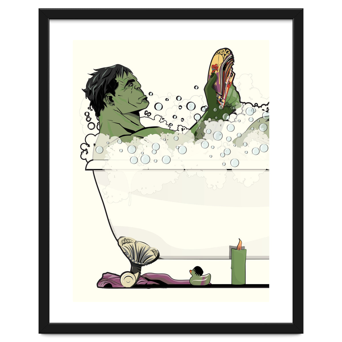 The Incredible Hulk in the Bath, funny Bathroom Humour