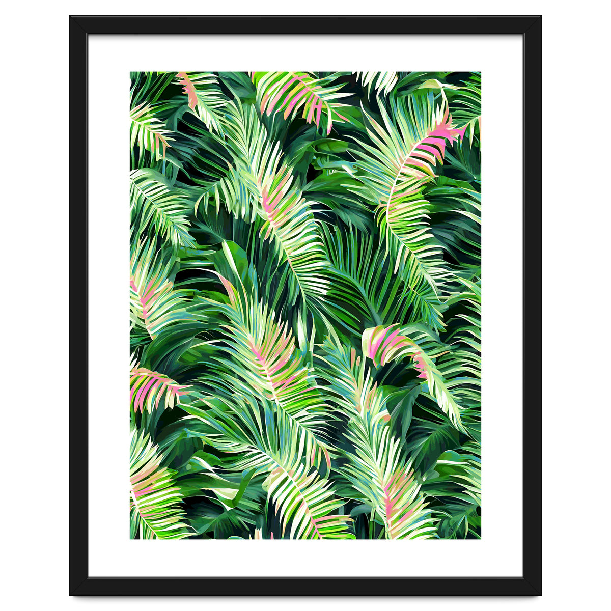 Palm & Peace Art Print, Tropical Botanical Jungle Canvas Print, Nature Painting Plants Forest Poster