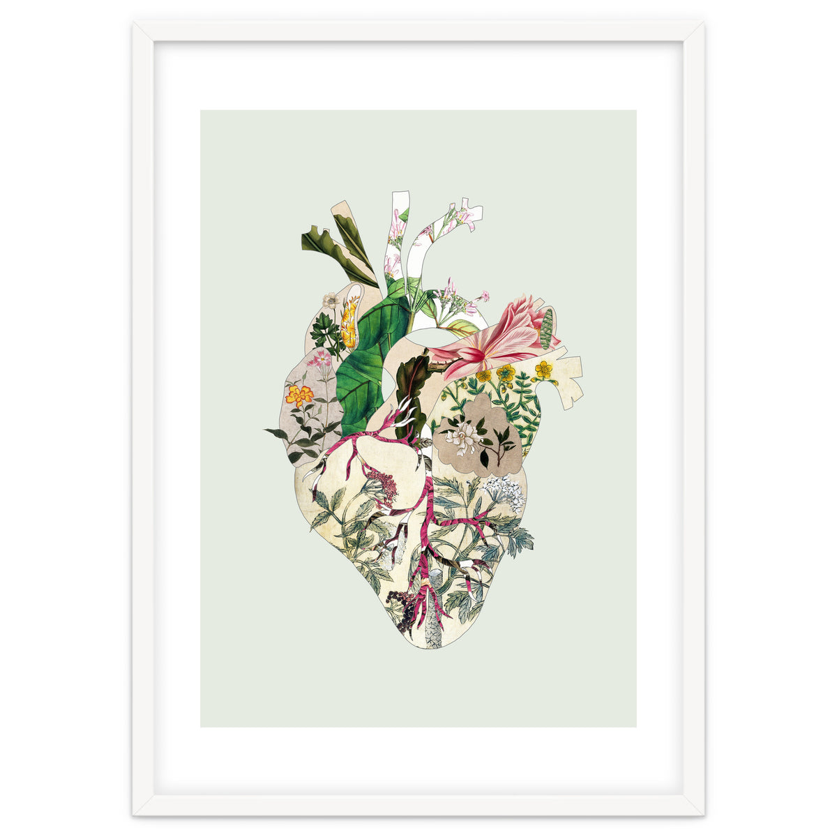 Vintage Botanical Heart - Green