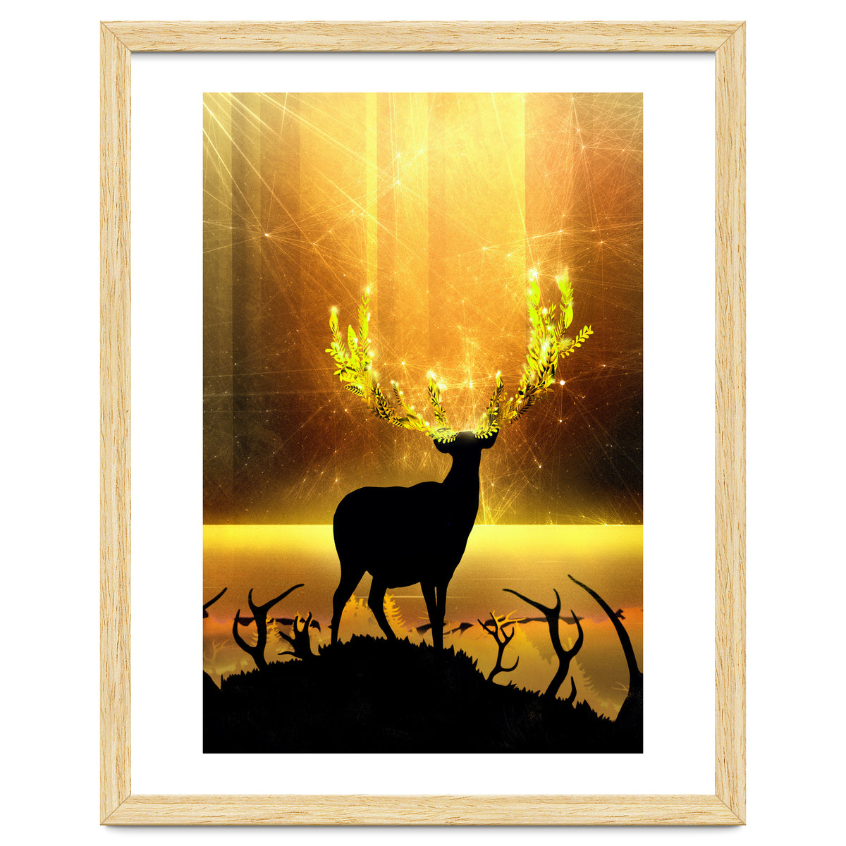 Greenery Deer Golden Sun